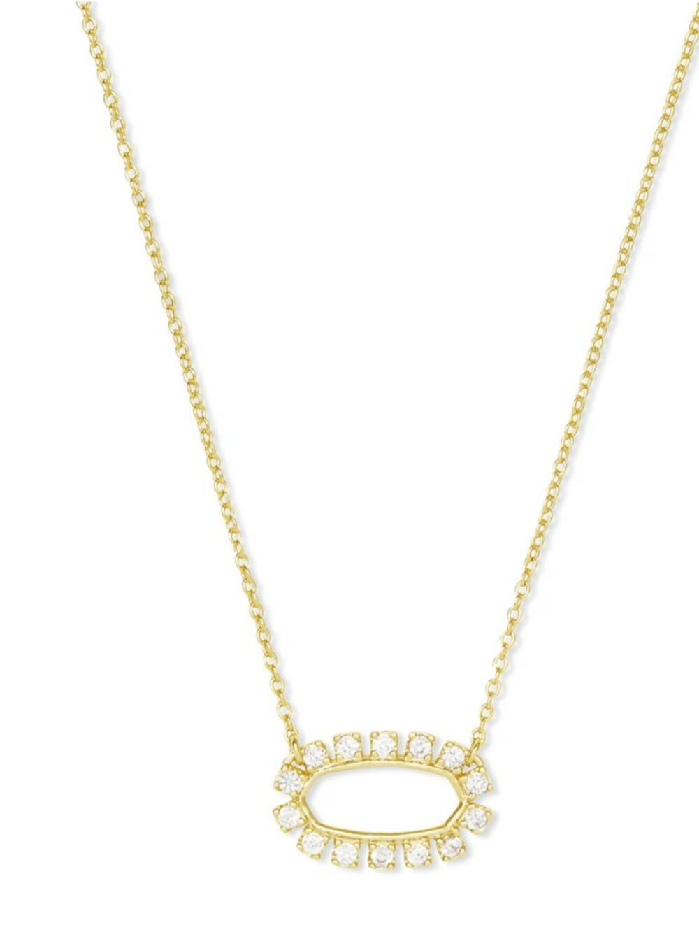 NWT Kendra Scott Elisa Open Frame Crystal Pendant Necklace in Gold - Picture 2 of 6